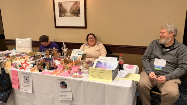 Dealers' table in the convention main hall